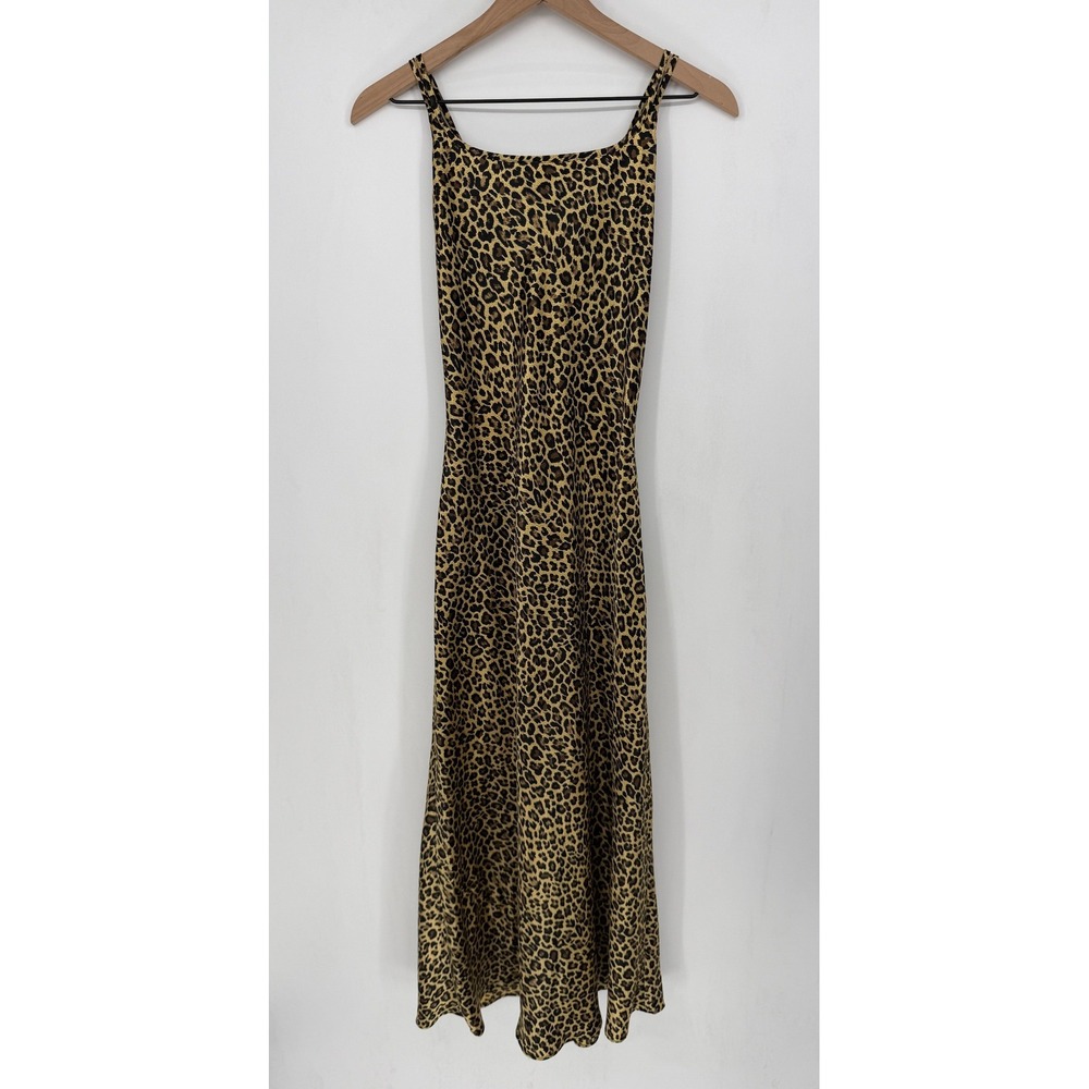 Victoria's Secret Slip Dress Women Medium Leopard Animal Print Satin Maxi Dress